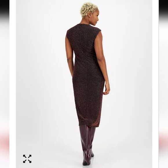 Bar IIIWomen's Strong Shoulder Side-Slit Midi Dress - Picture 2 of 5